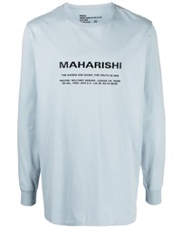 T-shirt manica lunga stampata azzurra di Maharishi