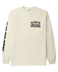 T-shirt manica lunga stampata beige di Aries