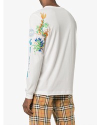T-shirt manica lunga stampata beige di Gucci