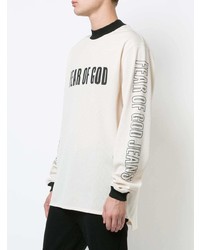 T-shirt manica lunga stampata beige di Fear Of God