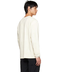 T-shirt manica lunga stampata bianca e blu scuro di Li-Ning