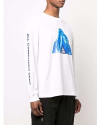 T-shirt manica lunga stampata bianca e blu di Nike