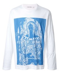 T-shirt manica lunga stampata bianca e blu di Craig Green