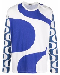 T-shirt manica lunga stampata bianca e blu di Isabel Marant