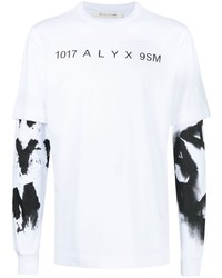 T-shirt manica lunga stampata bianca e nera di 1017 Alyx 9Sm