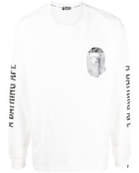 T-shirt manica lunga stampata bianca e nera di A Bathing Ape