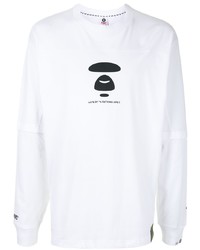 T-shirt manica lunga stampata bianca e nera di AAPE BY A BATHING APE