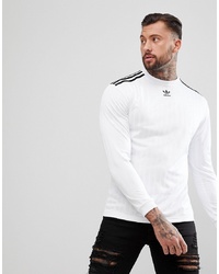 T-shirt manica lunga stampata bianca e nera di adidas Originals