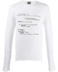 T-shirt manica lunga stampata bianca e nera di Ann Demeulemeester