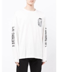 T-shirt manica lunga stampata bianca e nera di A Bathing Ape