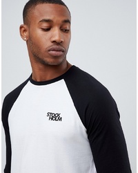 T-shirt manica lunga stampata bianca e nera di ASOS DESIGN