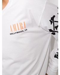 T-shirt manica lunga stampata bianca e nera di Amiri