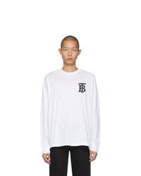 T-shirt manica lunga stampata bianca e nera di Burberry