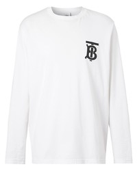 T-shirt manica lunga stampata bianca e nera di Burberry