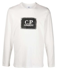 T-shirt manica lunga stampata bianca e nera di C.P. Company