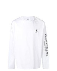 T-shirt manica lunga stampata bianca e nera di Calvin Klein Jeans Est. 1978