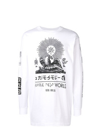 T-shirt manica lunga stampata bianca e nera di Diesel