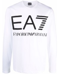 T-shirt manica lunga stampata bianca e nera di Ea7 Emporio Armani