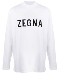T-shirt manica lunga stampata bianca e nera di Ermenegildo Zegna
