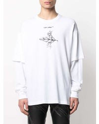 T-shirt manica lunga stampata bianca e nera di Off-White