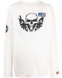 T-shirt manica lunga stampata bianca e nera di Heron Preston