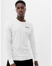 T-shirt manica lunga stampata bianca e nera di Hollister