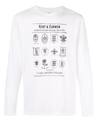 T-shirt manica lunga stampata bianca e nera di Kent & Curwen