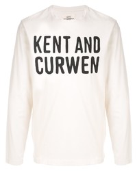 T-shirt manica lunga stampata bianca e nera di Kent & Curwen