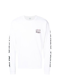 T-shirt manica lunga stampata bianca e nera di Kenzo