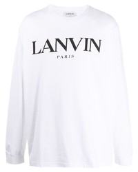 T-shirt manica lunga stampata bianca e nera di Lanvin