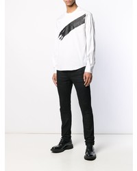T-shirt manica lunga stampata bianca e nera di DSQUARED2