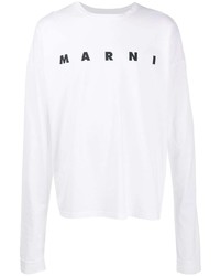 T-shirt manica lunga stampata bianca e nera di Marni