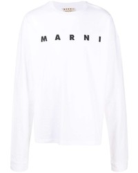 T-shirt manica lunga stampata bianca e nera di Marni