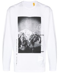 T-shirt manica lunga stampata bianca e nera di Moncler Genius