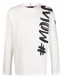 T-shirt manica lunga stampata bianca e nera di Moncler