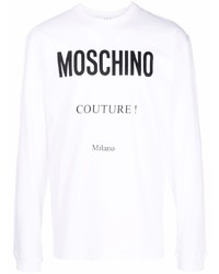 T-shirt manica lunga stampata bianca e nera di Moschino