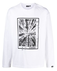 T-shirt manica lunga stampata bianca e nera di Napapijri