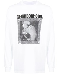 T-shirt manica lunga stampata bianca e nera di Neighborhood