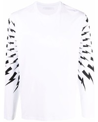 T-shirt manica lunga stampata bianca e nera di Neil Barrett