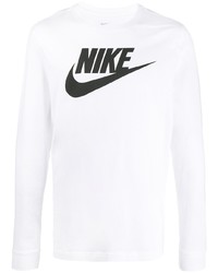 T-shirt manica lunga stampata bianca e nera di Nike