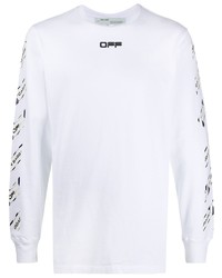 T-shirt manica lunga stampata bianca e nera di Off-White