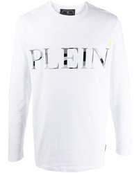 T-shirt manica lunga stampata bianca e nera di Philipp Plein