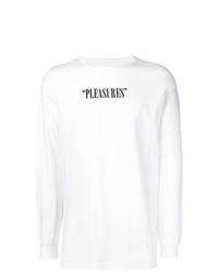 T-shirt manica lunga stampata bianca e nera di Pleasures