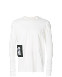 T-shirt manica lunga stampata bianca e nera di Rick Owens DRKSHDW