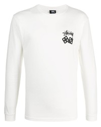 T-shirt manica lunga stampata bianca e nera di Stussy