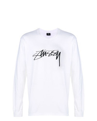 T-shirt manica lunga stampata bianca e nera di Stussy