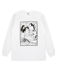 T-shirt manica lunga stampata bianca e nera di Supreme