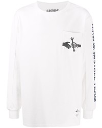 T-shirt manica lunga stampata bianca e nera di U.P.W.W.