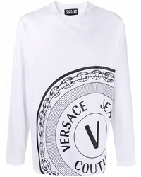 T-shirt manica lunga stampata bianca e nera di VERSACE JEANS COUTURE