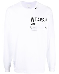 T-shirt manica lunga stampata bianca e nera di WTAPS